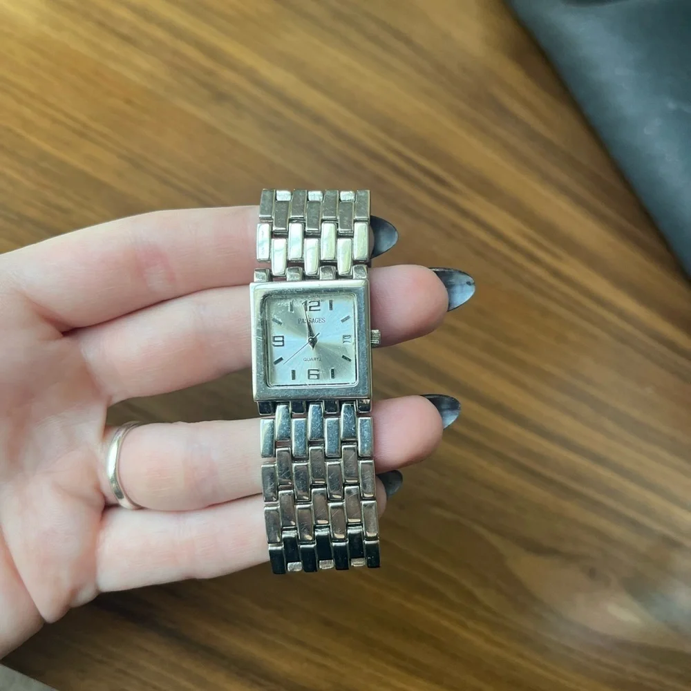 Vintage 90s y2k Passages CHUNKY wide Silver and Gold Square Face Watch